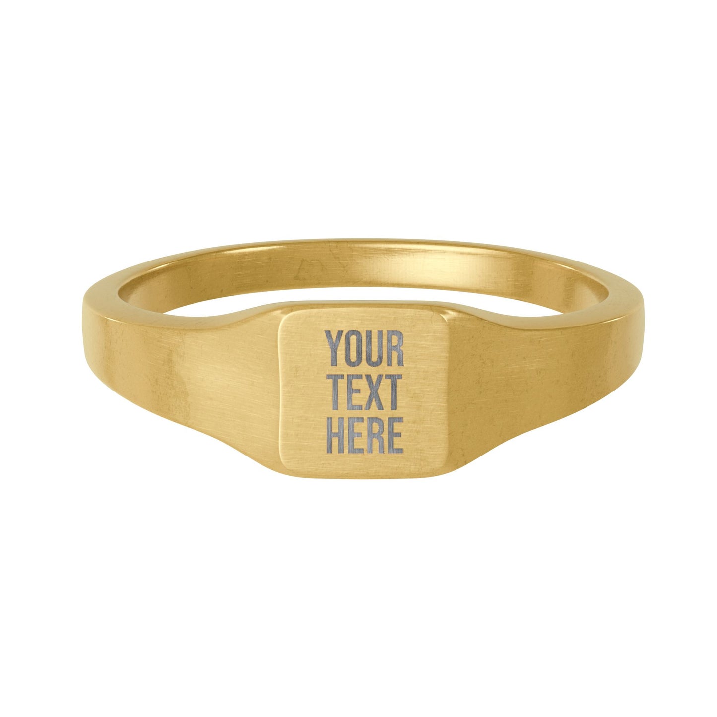 PERSONALIZED TEXT ENGRAVED STAINLESS STEEL SQUARE SIGNET RING