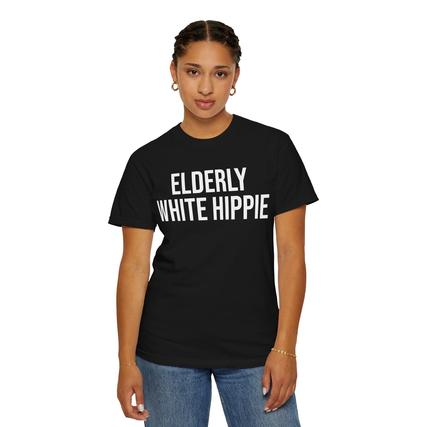 ELDERLY WHITE HIPPIE ALL-GENDER TEE
