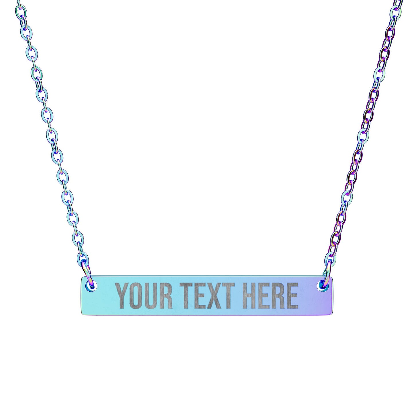 PERSONALIZED TEXT ENGRAVED HORIZONTAL BAR NECKLACE