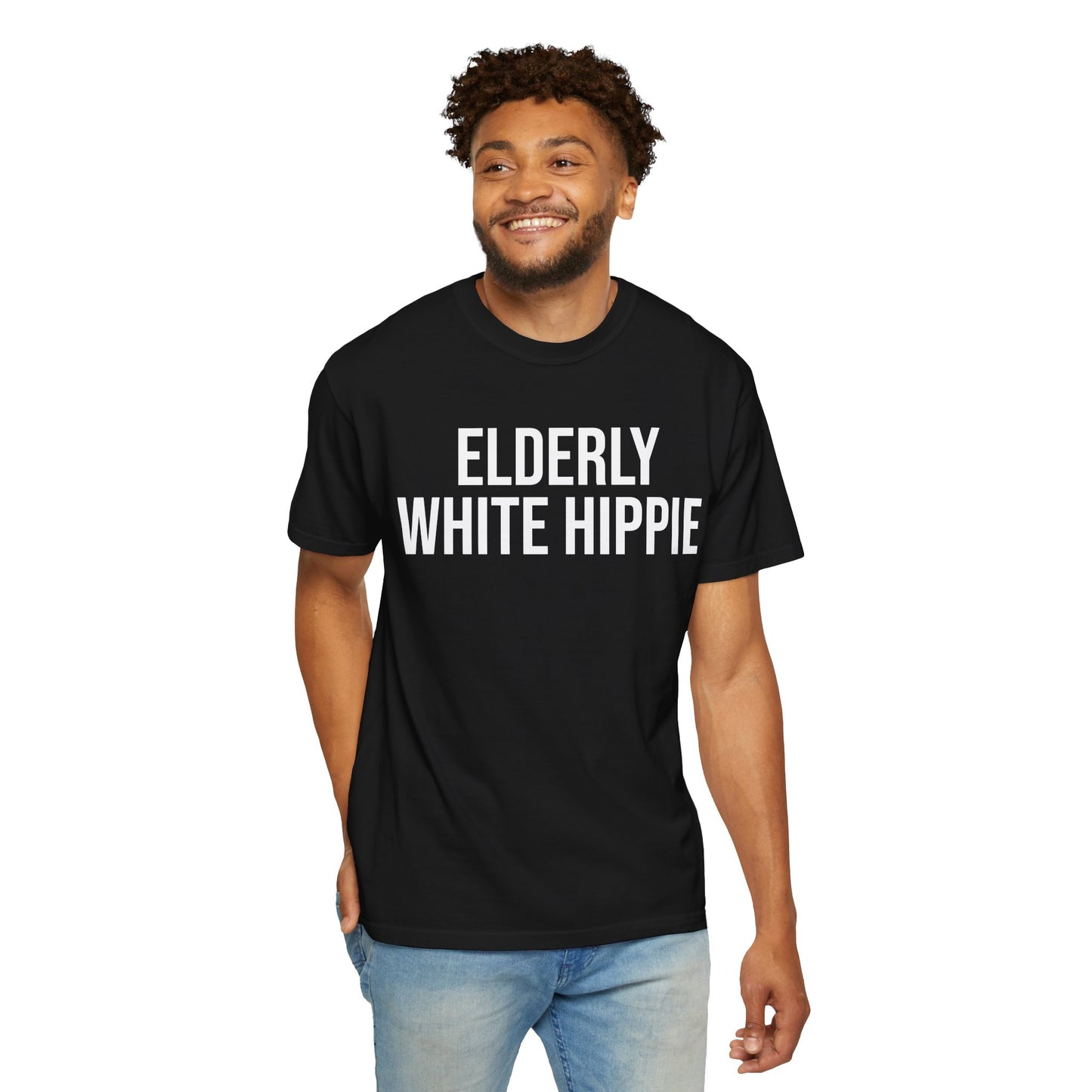 ELDERLY WHITE HIPPIE ALL-GENDER TEE