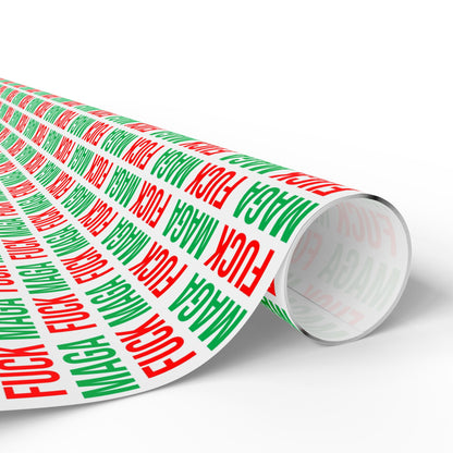 FUCK MAGA WRAPPING PAPER RED AND GREEN
