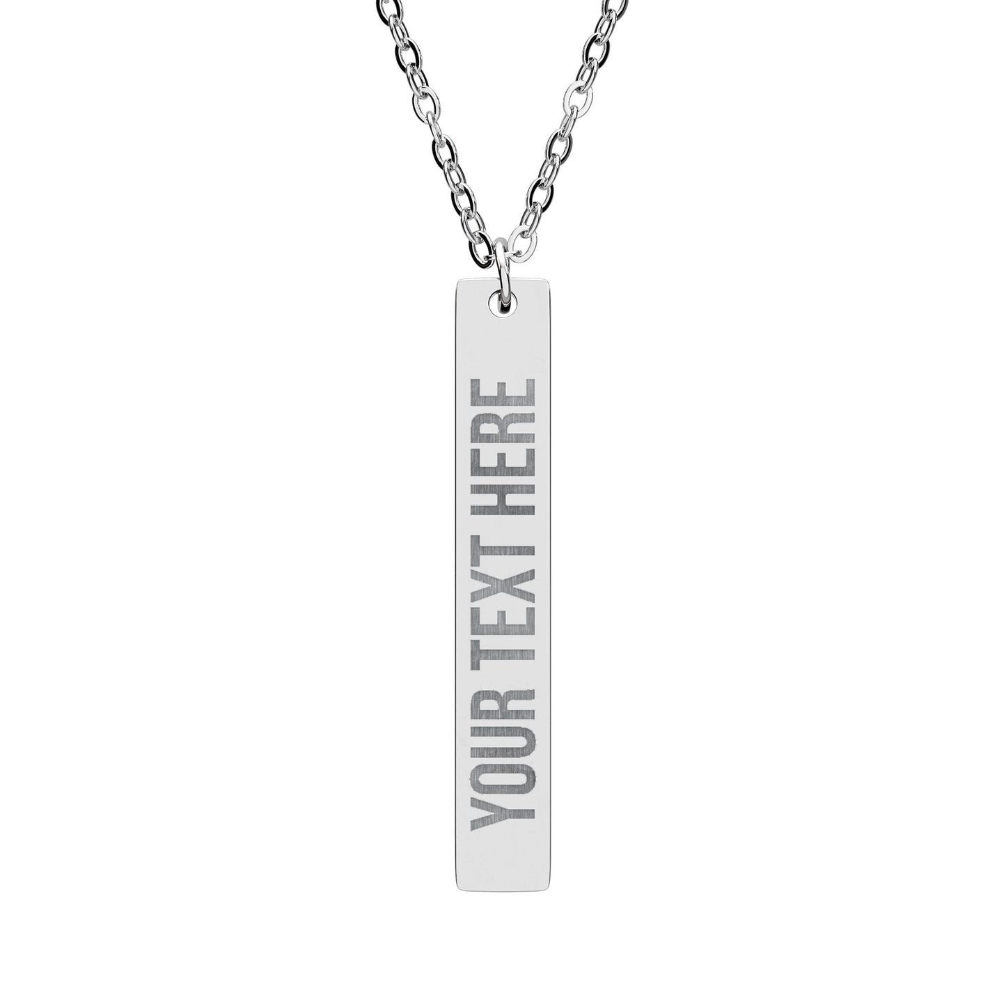PERSONALIZED TEXT ENGRAVED VERTICAL BAR NECKLACE