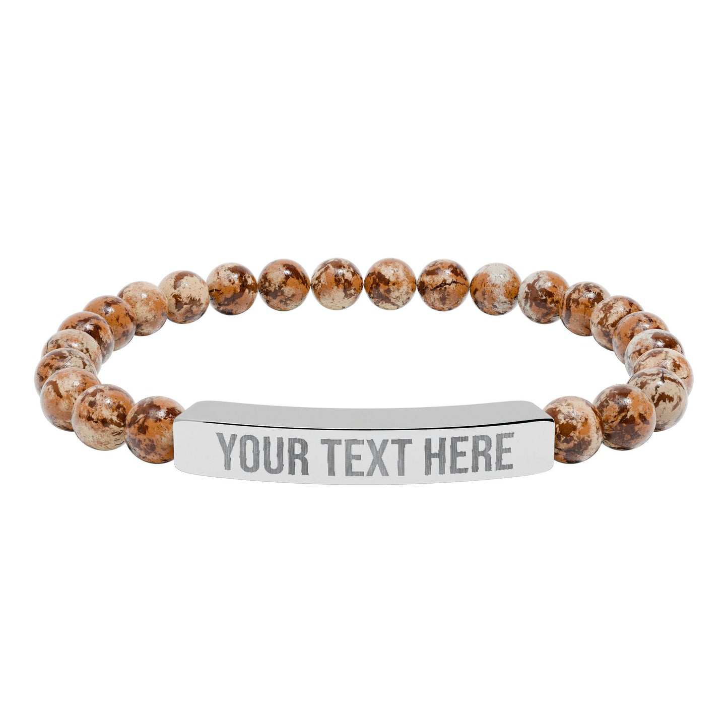 PERSONALIZED TEXT ENGRAVED NATURAL STONE BAR BRACELET