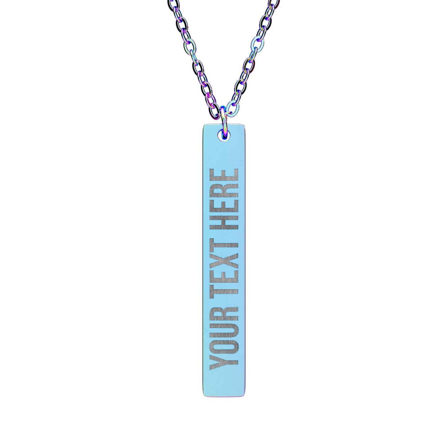 PERSONALIZED TEXT ENGRAVED VERTICAL BAR NECKLACE