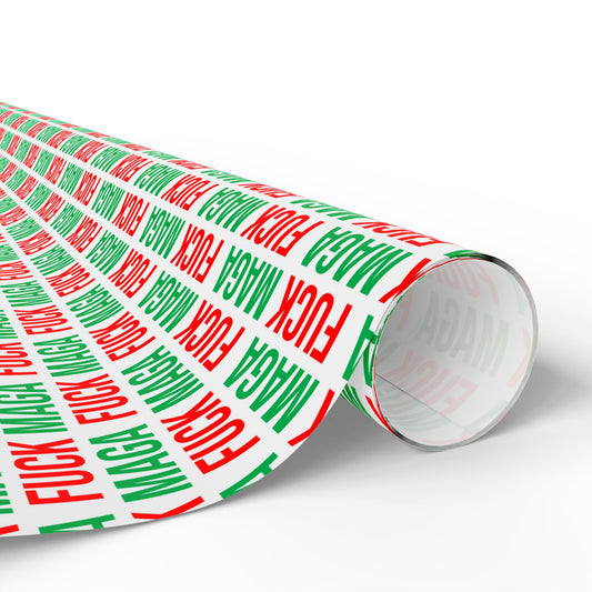 FUCK MAGA WRAPPING PAPER RED AND GREEN