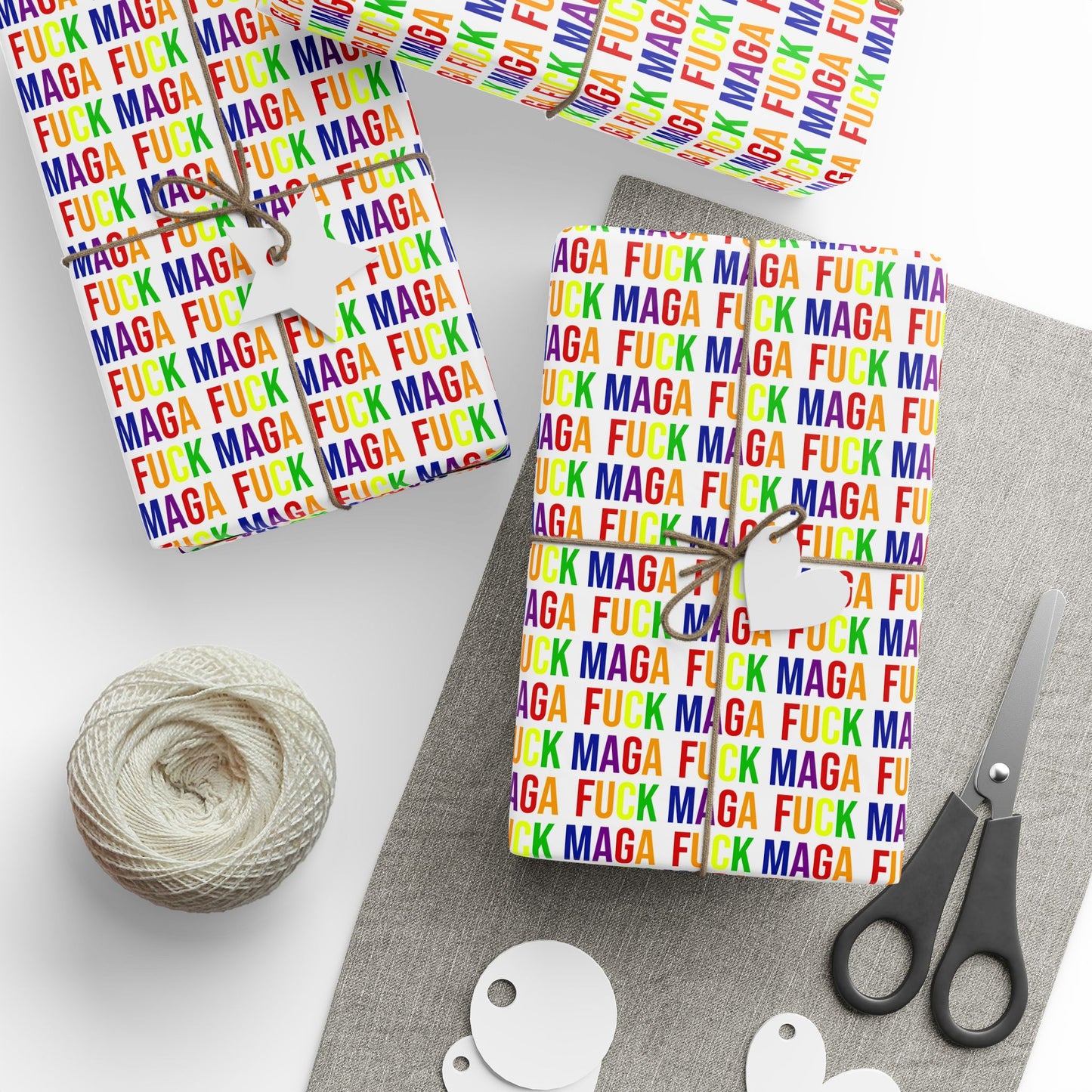 FUCK MAGA WRAPPING PAPER RAINBOW