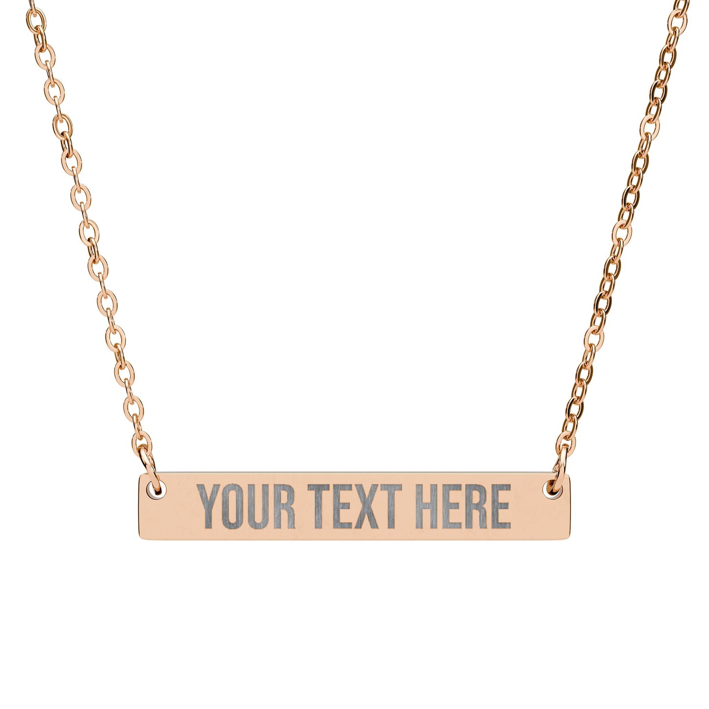 PERSONALIZED TEXT ENGRAVED HORIZONTAL BAR NECKLACE