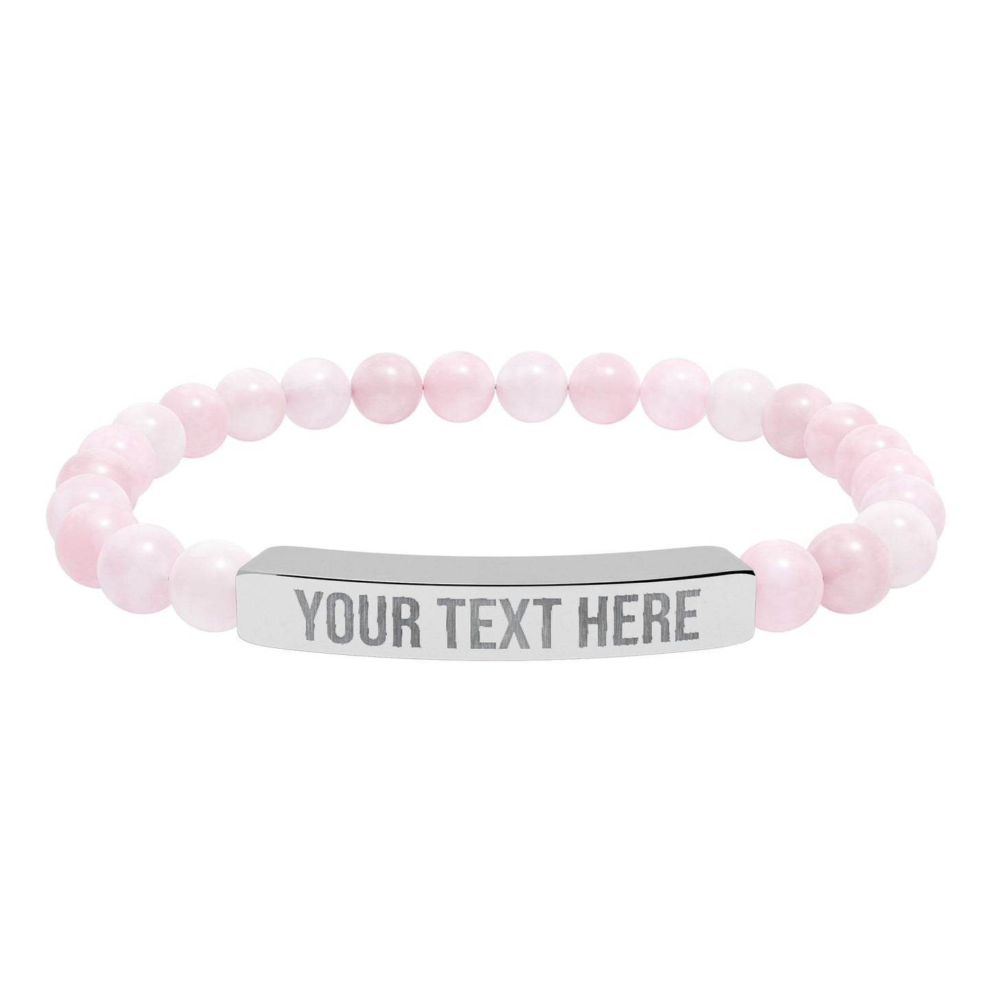 PERSONALIZED TEXT ENGRAVED NATURAL STONE BAR BRACELET