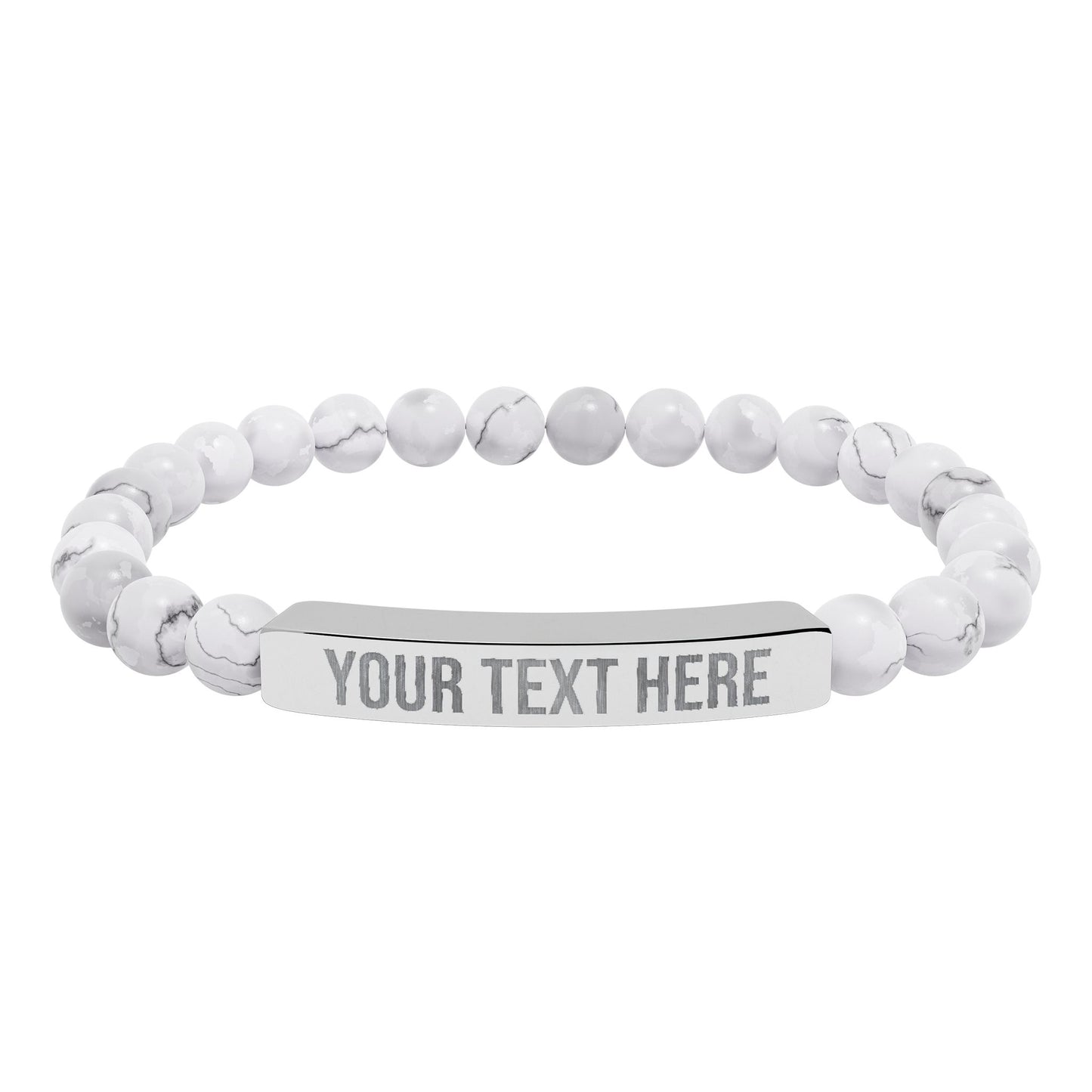 PERSONALIZED TEXT ENGRAVED NATURAL STONE BAR BRACELET