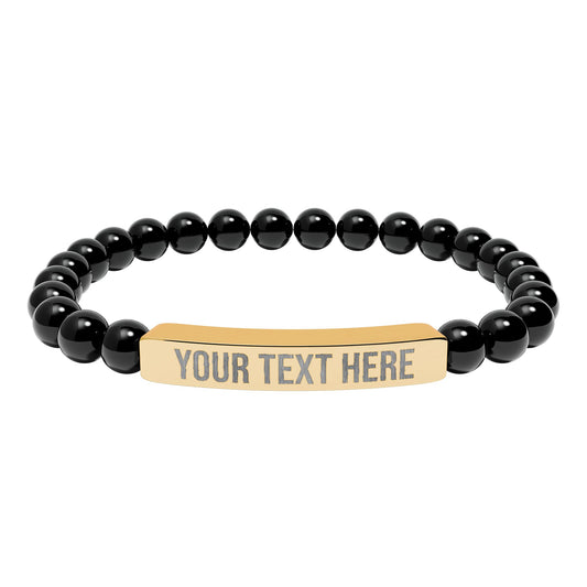 PERSONALIZED TEXT ENGRAVED NATURAL STONE BAR BRACELET