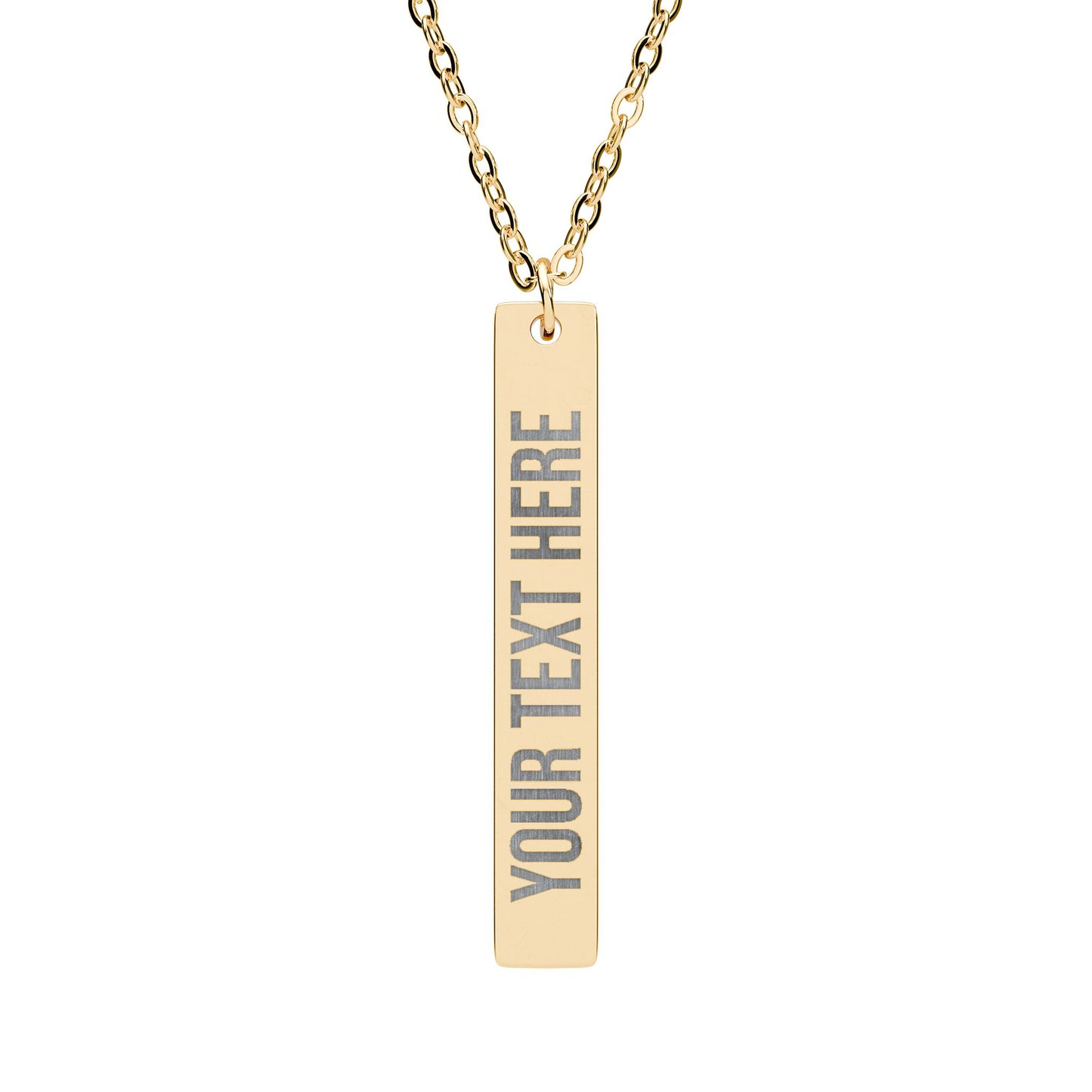 PERSONALIZED TEXT ENGRAVED VERTICAL BAR NECKLACE