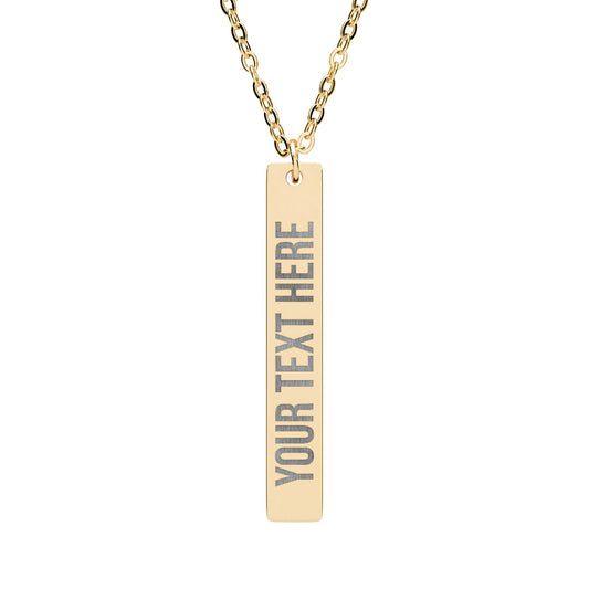 PERSONALIZED TEXT ENGRAVED VERTICAL BAR NECKLACE