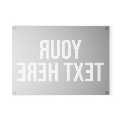 PERSONALIZED TEXT GLASS CUTTING BOARD BLACK + WHITE