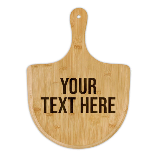 PERSONALIZED TEXT ENGRAVED BAMBOO PIZZA BOARD