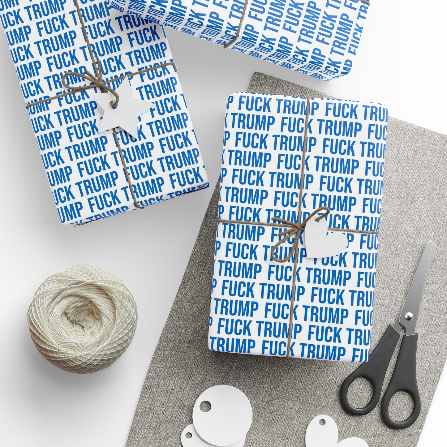 FUCK TRUMP WRAPPING PAPER BLUE