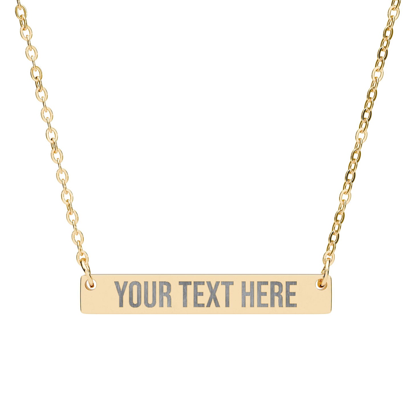 PERSONALIZED TEXT ENGRAVED HORIZONTAL BAR NECKLACE
