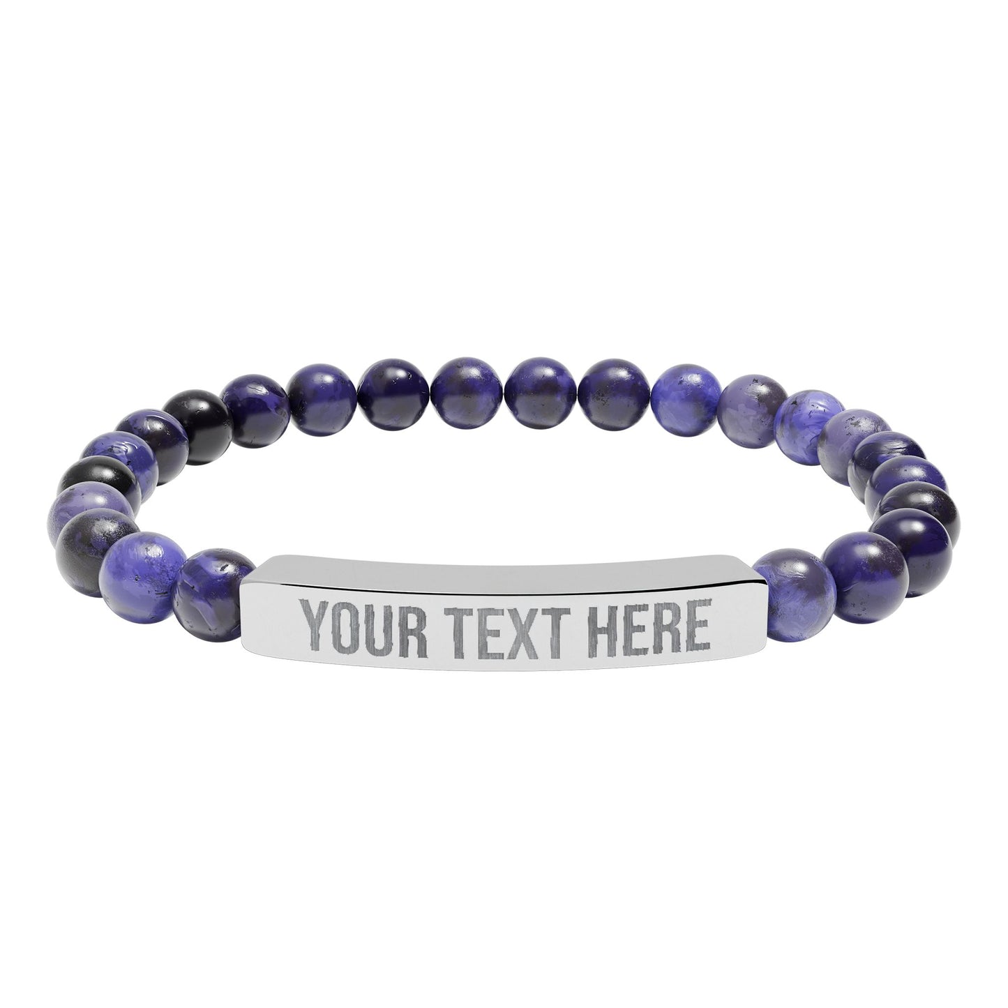 PERSONALIZED TEXT ENGRAVED NATURAL STONE BAR BRACELET