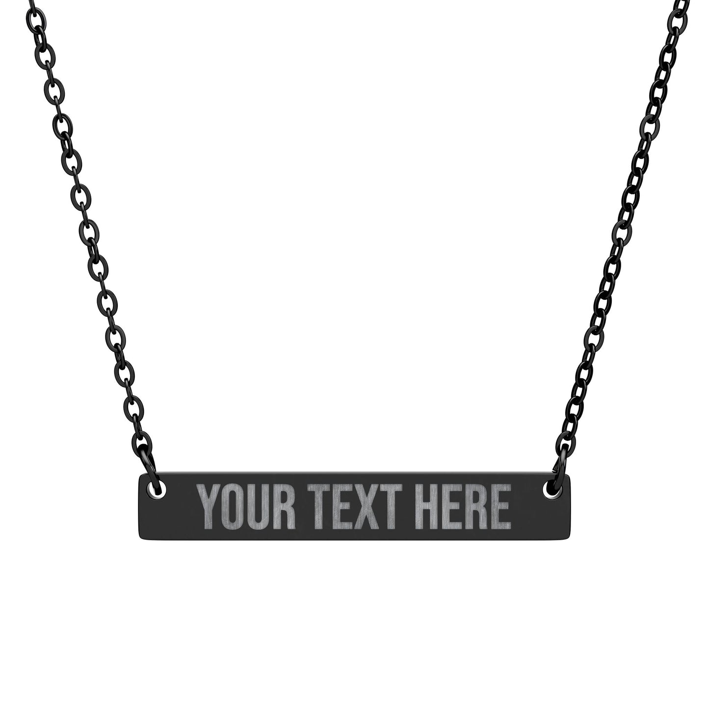 PERSONALIZED TEXT ENGRAVED HORIZONTAL BAR NECKLACE