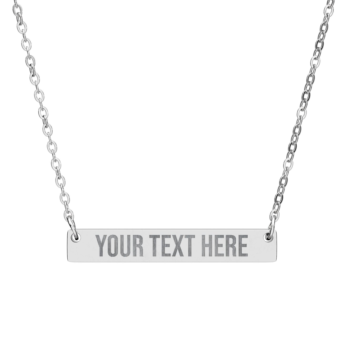 PERSONALIZED TEXT ENGRAVED HORIZONTAL BAR NECKLACE