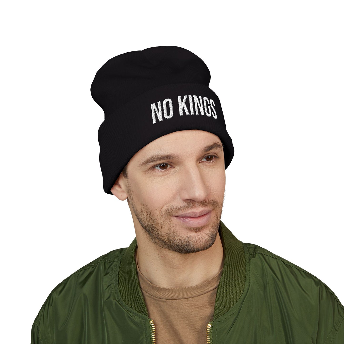 NO KINGS EMBROIDERED CUFFED BEANIE