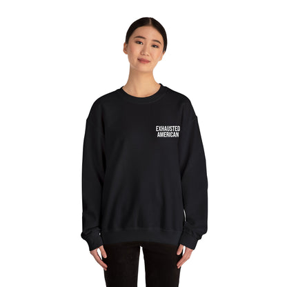 EXHAUSTED AMERICAN ALL-GENDER EMBROIDERED SWEATSHIRT