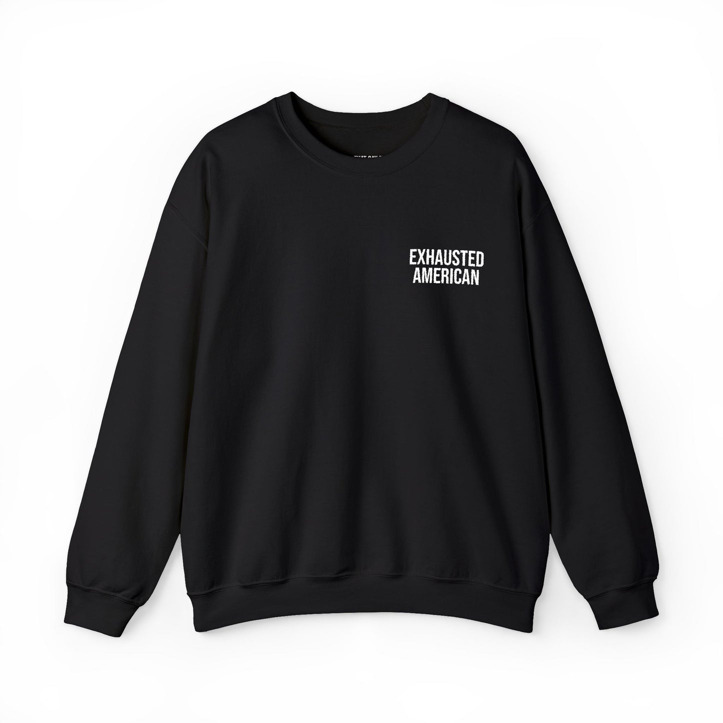 EXHAUSTED AMERICAN ALL-GENDER EMBROIDERED SWEATSHIRT