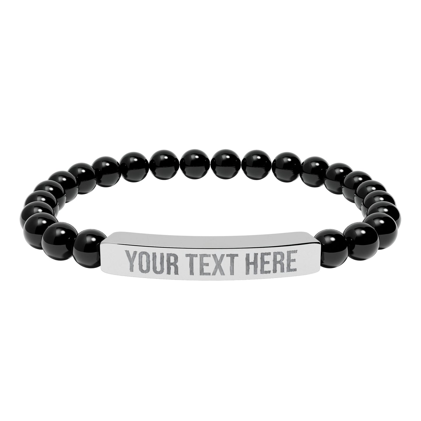 PERSONALIZED TEXT ENGRAVED NATURAL STONE BAR BRACELET